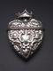 Old Pendant Reliquary Heart Box Crowned In Sterling Silver Xix