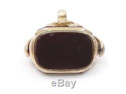 Old Pendant Seal Rotary Seal 14k Gold And Hard Stone Lady Nineteenth