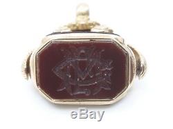 Old Pendant Seal Rotary Seal 14k Gold And Hard Stone Lady Nineteenth