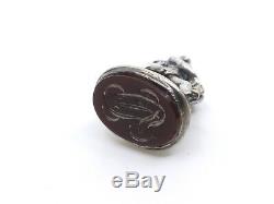 Old Pendant Seal Stamped In Silver Heracles And The Lion Nineteenth