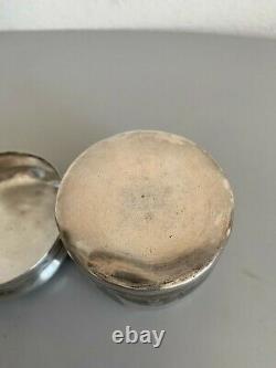 Old Pot Box Solid Silver Niellé Silver Silver Silver Iraqi Niello Tea Caddy Signed Box