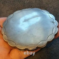 Old Powder Bowl In Solid Silver Engraved Pretty Decoration Of Birds And Flowers 103g