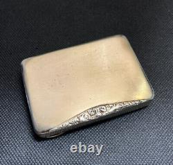 Old Pretty Rectangular Pill Box In Solid Silver Vermeil 900 E395