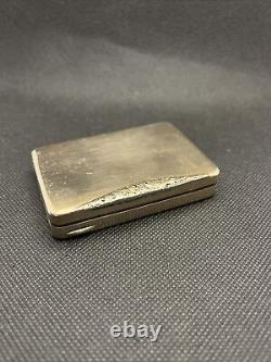 Old Pretty Rectangular Pill Box In Solid Silver Vermeil 900 E395