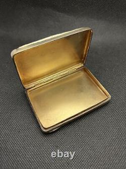 Old Pretty Rectangular Pill Box In Solid Silver Vermeil 900 E395