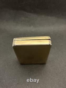 Old Pretty Rectangular Pill Box In Solid Silver Vermeil 900 E395