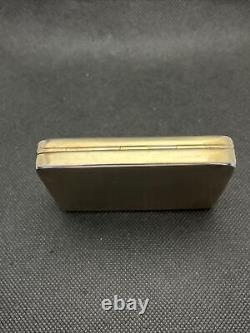 Old Pretty Rectangular Pill Box In Solid Silver Vermeil 900 E395