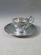 Old Pretty Small Solid Silver Mocha Coffee Cup With Louis Xv Style Saucer