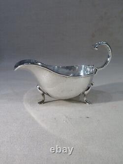 Old Pretty Solid Silver English Gravy Boat Table Art Monogram P