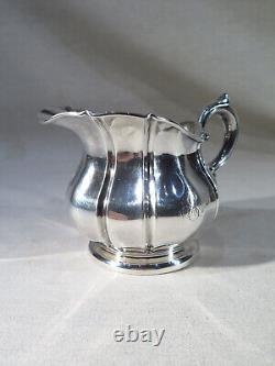 Old Pretty Solid Silver Milk Pot with Godron and Volute Monogram