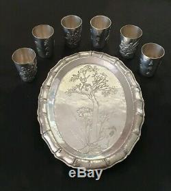 Old Rare Solid Silver Liquor Service Decor Art New China Chinese