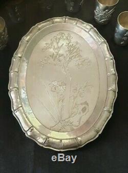 Old Rare Solid Silver Liquor Service Decor Art New China Chinese