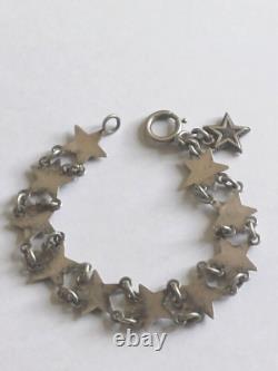 Old Regional Jewel Solid Silver Bracelet with 11 Stars from Digne St Vincent