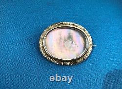 Old Reliquary Brooch In Vermeil / Gold On Solid Silver Mother Of Pearl 19 Eme Jewelry