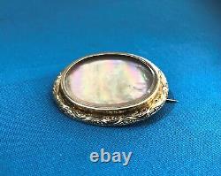 Old Reliquary Brooch In Vermeil / Gold On Solid Silver Mother Of Pearl 19 Eme Jewelry