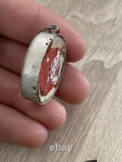 Old Reliquary Pendant In St. Vincent Solid Silver With Wall Seal Cire