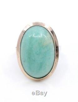 Old Ring In Solid Silver Gold And Green Jade T51