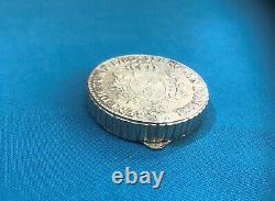 Old Round Box In Solid Silver Shield Of 1780 Coin Coin Louis XVI Pill
