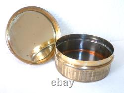 Old Round Box in Solid Silver, Gilt and Bressan Enamels