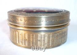 Old Round Box in Solid Silver, Gilt and Bressan Enamels