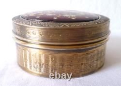 Old Round Box in Solid Silver, Gilt and Bressan Enamels