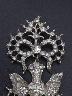 Old Saint Esprit Pendant In Solid Silver And Rhinestones Nineteenth Regional Gem
