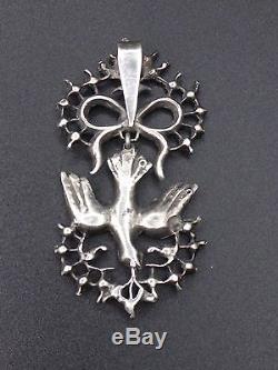 Old Saint Esprit Pendant In Solid Silver And Rhinestones Nineteenth Regional Gem