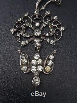 Old Saint Esprit Pendant In Solid Silver And Rhinestones Nineteenth Regional Jewel
