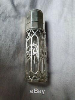Old Salt Bottle Sterling Silver And Crystal New Art