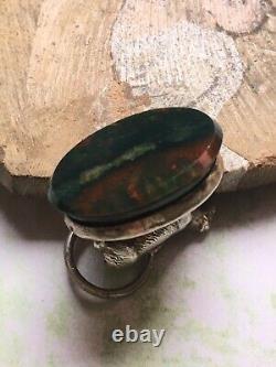 Old Seal Stamp Pendant Solid Silver Hollow and Bloodstone