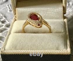 Old Serpent Ring In Vermeil, Natural Ruby, Silver Gold