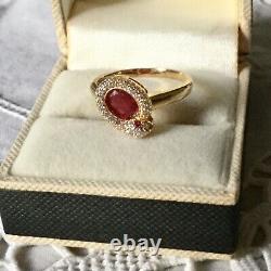 Old Serpent Ring In Vermeil, Natural Ruby, Silver Gold