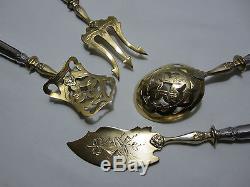 Old Service Dessert Mignardise Poincons Sterling Silver Vermeil And Its Case