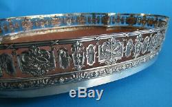 Old Service Tray Solid Silver Miner Interior Wood