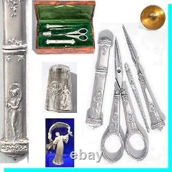 Old Sewing Kit Argent Scissors Scissors Scissors Case Fable