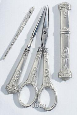 Old Sewing Kit Argent Scissors Scissors Scissors Case Fable