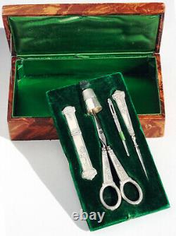 Old Sewing Kit Argent Scissors Scissors Scissors Case Fable