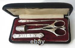 Old Sewing Kit Argent Scissors Scissors Scissors With Art Nouveau Cover