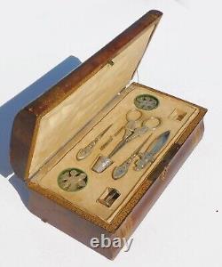 Old Sewing Kit Argent Scissors Scissors Scissors With Art Nouveau Cover