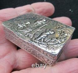 Old Silver Art Nouveau Candy Box Pillbox Solid Tobacco Box