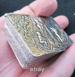 Old Silver Art Nouveau Candy Box Pillbox Solid Tobacco Box