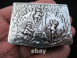 Old Silver Box Art Nouveau Candy Box Pill Box Snuff Box Solid Silver Box
