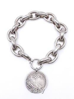 Old Silver Bracelet And Sterling Silver Medal St Georges XIX