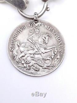 Old Silver Bracelet And Sterling Silver Medal St Georges XIX