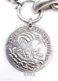 Old Silver Bracelet And Sterling Silver Medal St Georges XIX