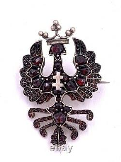 Old Silver Brooch & Garnet Alerion Lorrain Regional Jewellery Silver Brooch