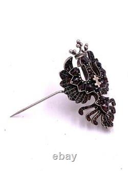 Old Silver Brooch & Garnet Alerion Lorrain Regional Jewellery Silver Brooch