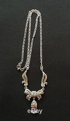 Old Silver Necklace 925 With Amethyste & Marcasite / Silver Necklace