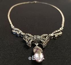 Old Silver Necklace 925 With Amethyste & Marcasite / Silver Necklace