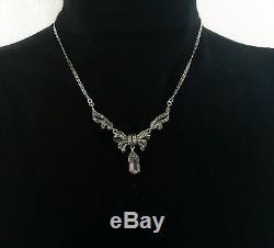 Old Silver Necklace 925 With Amethyste & Marcasite / Silver Necklace